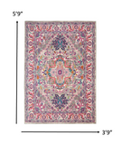 5? x 7? Light Gray and Pink Medallion Area Rug