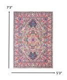 5? x 7? Light Gray and Pink Medallion Area Rug