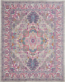 5? x 7? Light Gray and Pink Medallion Area Rug