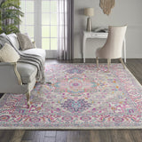 5? x 7? Light Gray and Pink Medallion Area Rug