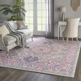5? x 7? Light Gray and Pink Medallion Area Rug