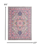 5? x 7? Light Gray and Pink Medallion Area Rug