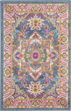 2? x 8? Teal and Pink Medallion Runner Rug