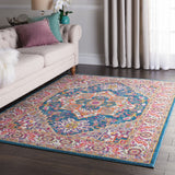 4? x 6? Teal and Pink Medallion Area Rug