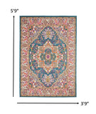 4? x 6? Teal and Pink Medallion Area Rug
