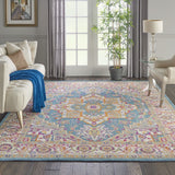 4? x 6? Teal and Pink Medallion Area Rug