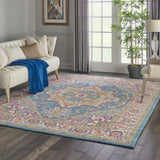 4? x 6? Teal and Pink Medallion Area Rug