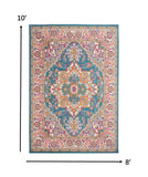 4? x 6? Teal and Pink Medallion Area Rug