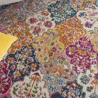 8? x 10? Muted Brights Floral Diamond Area Rug