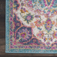 5? x 7? Pink and Blue Floral Medallion Area Rug