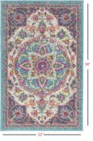 5? x 7? Pink and Blue Floral Medallion Area Rug