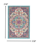 5? x 7? Pink and Blue Floral Medallion Area Rug