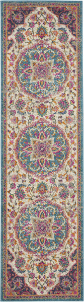 5? x 7? Pink and Blue Floral Medallion Area Rug