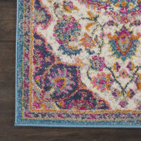 5? x 7? Pink and Blue Floral Medallion Area Rug