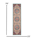 5? x 7? Pink and Blue Floral Medallion Area Rug