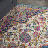 5? x 7? Pink and Blue Floral Medallion Area Rug