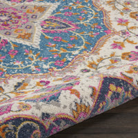 5? x 7? Pink and Blue Floral Medallion Area Rug