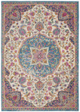 5? x 7? Pink and Blue Floral Medallion Area Rug