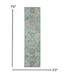 2? x 6? Light Blue and Ivory Distressed Runner Rug