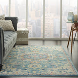 5? x 7? Light Blue and Ivory Distressed Area Rug