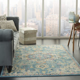 5? x 7? Light Blue and Ivory Distressed Area Rug