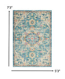 5? x 7? Light Blue and Ivory Distressed Area Rug