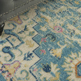 5? x 7? Light Blue and Ivory Distressed Area Rug