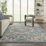 5? x 7? Light Blue and Ivory Distressed Area Rug