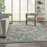 5? x 7? Light Blue and Ivory Distressed Area Rug