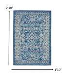 7? x 10? Navy Blue and Ivory Persian Motifs Area Rug