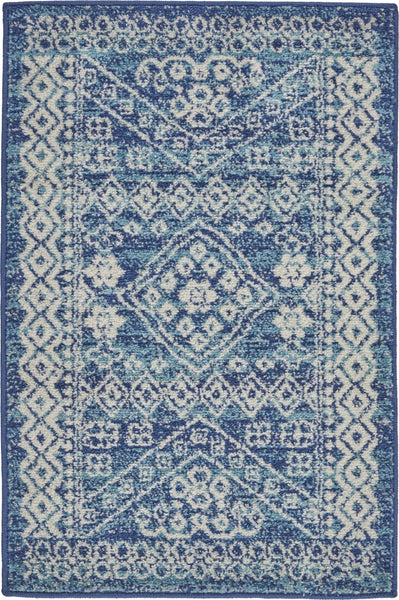 7? x 10? Navy Blue and Ivory Persian Motifs Area Rug