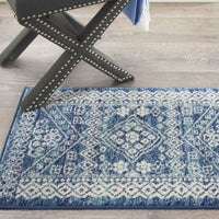 7? x 10? Navy Blue and Ivory Persian Motifs Area Rug
