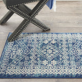 7? x 10? Navy Blue and Ivory Persian Motifs Area Rug