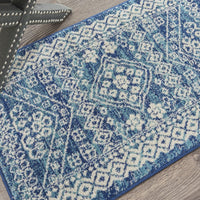 7? x 10? Navy Blue and Ivory Persian Motifs Area Rug