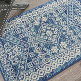 7? x 10? Navy Blue and Ivory Persian Motifs Area Rug