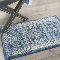 7? x 10? Navy Blue and Ivory Persian Motifs Area Rug