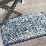 7? x 10? Navy Blue and Ivory Persian Motifs Area Rug