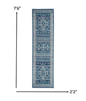 7? x 10? Navy Blue and Ivory Persian Motifs Area Rug