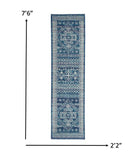 7? x 10? Navy Blue and Ivory Persian Motifs Area Rug