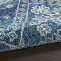 7? x 10? Navy Blue and Ivory Persian Motifs Area Rug