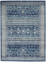 7? x 10? Navy Blue and Ivory Persian Motifs Area Rug
