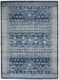 7? x 10? Navy Blue and Ivory Persian Motifs Area Rug