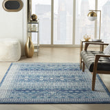 7? x 10? Navy Blue and Ivory Persian Motifs Area Rug