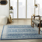 7? x 10? Navy Blue and Ivory Persian Motifs Area Rug