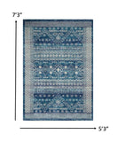 7? x 10? Navy Blue and Ivory Persian Motifs Area Rug