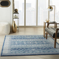 7? x 10? Navy Blue and Ivory Persian Motifs Area Rug