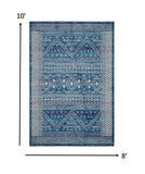 7? x 10? Navy Blue and Ivory Persian Motifs Area Rug
