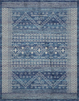 7? x 10? Navy Blue and Ivory Persian Motifs Area Rug