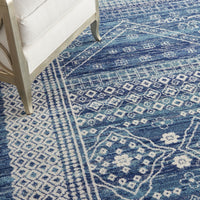 7? x 10? Navy Blue and Ivory Persian Motifs Area Rug