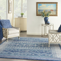 7? x 10? Navy Blue and Ivory Persian Motifs Area Rug